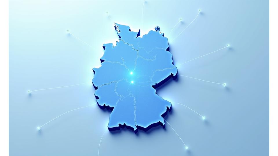 Illustrierte Deutschlandkarte mit hervorgehobenen Regionen, die Lernwelle's Partnerschaften mit Bildungseinrichtungen aufzeigen.