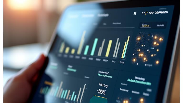 Ein beispielhaftes Dashboard mit Schüleranalysen, das Fortschritt und Engagementdarstellt.