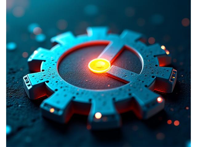 Ein Zahnrad, das eine Uhrwerk darstellt, umgeben von Icons, die Kommunikation und Effizienz symbolisieren, alles in den Farben von Lernwelle, die schnelle und verlässliche Serviceversprechen darstellt.