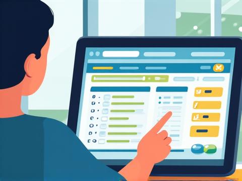 Illustration eines Schülers, der einen digitalen Test auf einem Tablet absolviert, mit Fortschrittsbalken und interaktiven Elementen