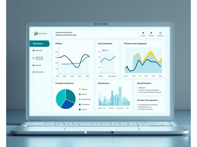 Ein ansprechendes Dashboard mit Diagrammen und Grafiken, die Lernengagement, Abschlussraten und personalisierte Empfehlungen für interaktive Inhalte zeigen.