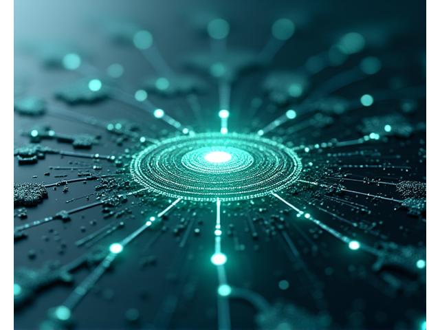 Ein Sicherheitsdiagramm, das sichere Datenflüsse in einem virtuellen Lern-Ökosystem darstellt, mit verschlüsselten Verbindungen, Vorhängeschlössern und Symbolen für GDPR-Konformität, vor einem leicht stilisierten Hintergrund mit der Stadt Berlin.